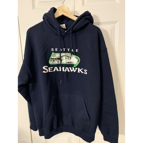 Gildan Seattle Seahawks Logo Heavy Blend Pullover Hoodie SIZE L Blue Mens - Picture 4 of 5